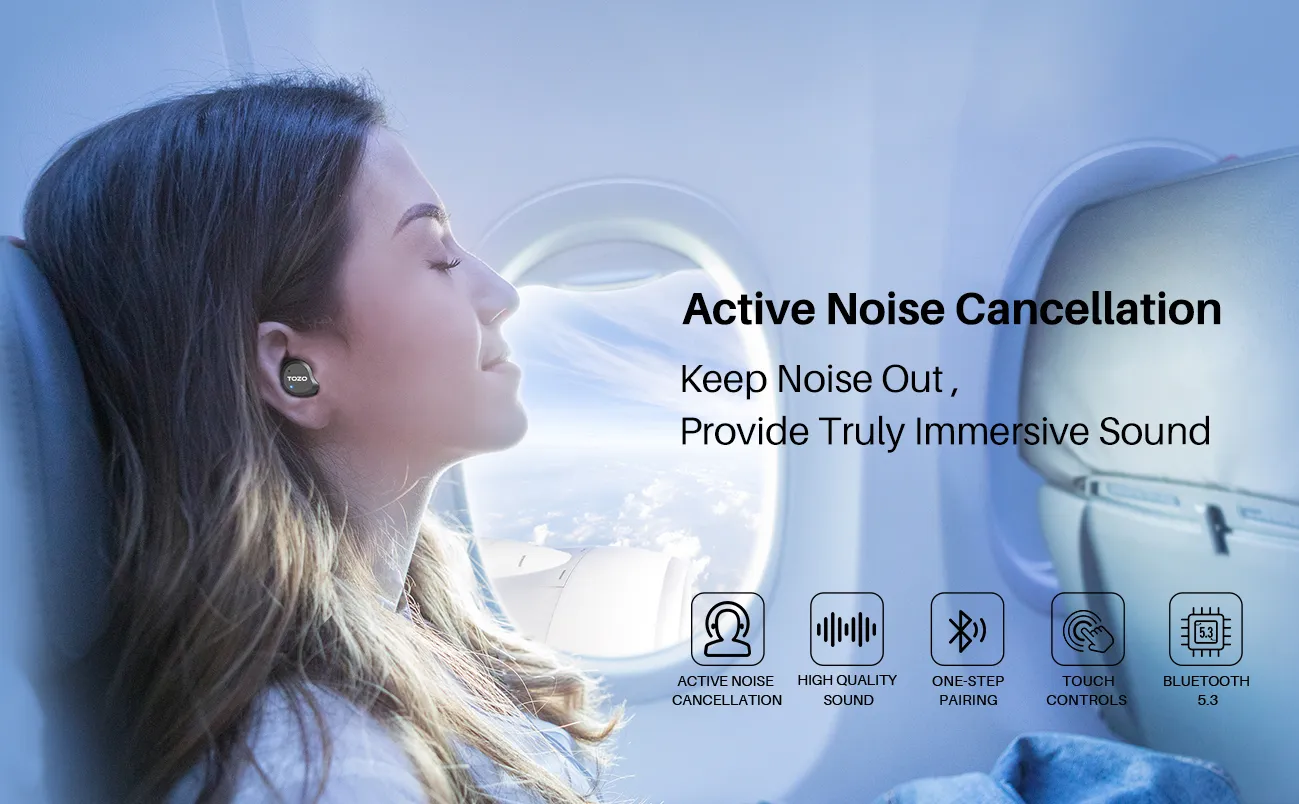 TOZO NC9 Pro Hybrid Active Noise Cancelling Wireless Earbuds