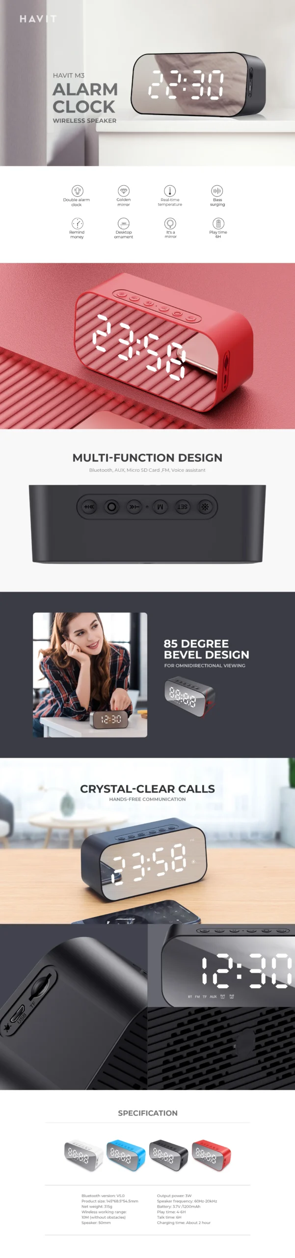 Havit MX701 Portable Wireless Bluetooth Speaker (M3)