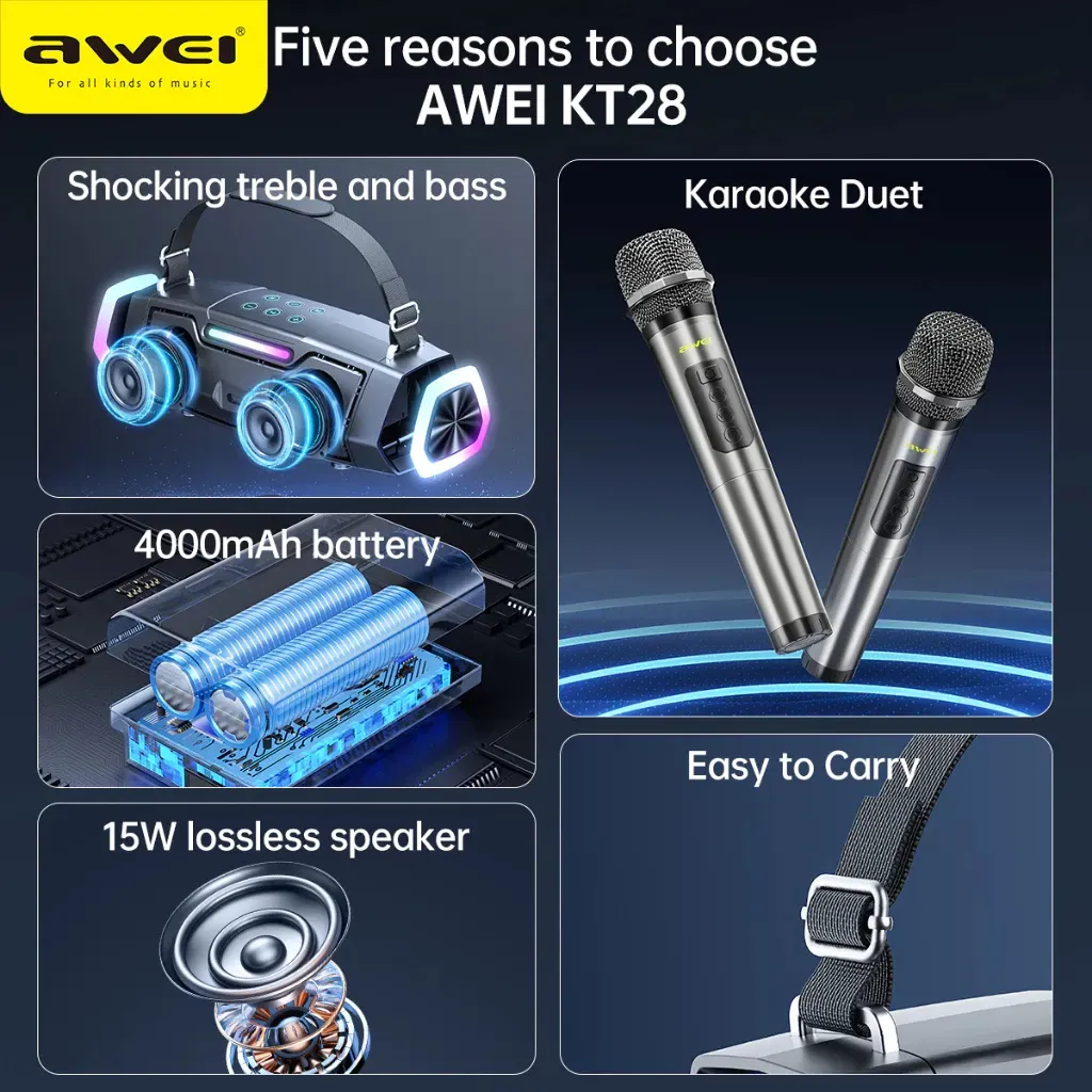 AWEI KT28 30W Wireless Karaoke Bluetooth Speaker