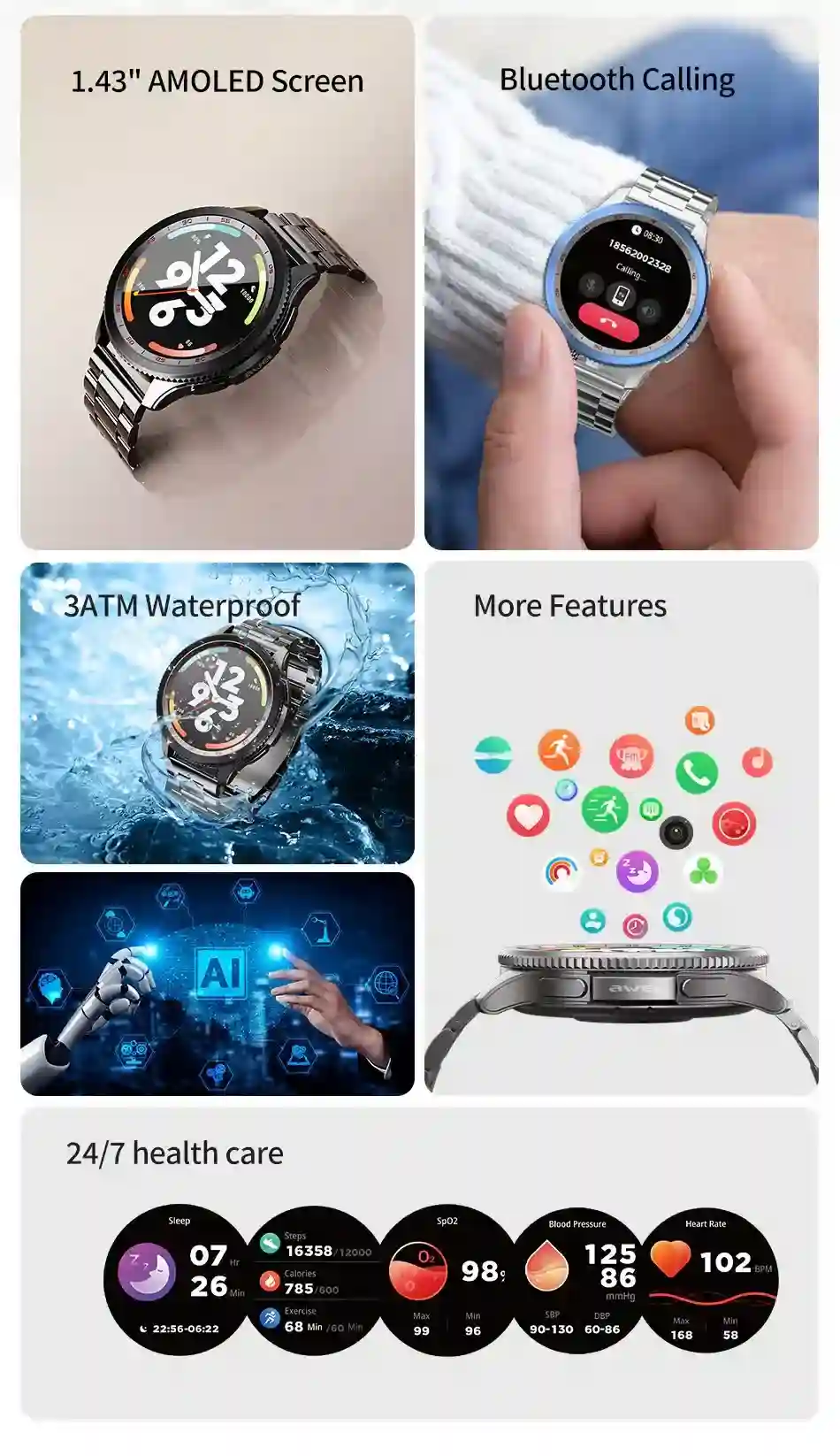 Awei H57 AMOLED Wristwatch Smart Watch
