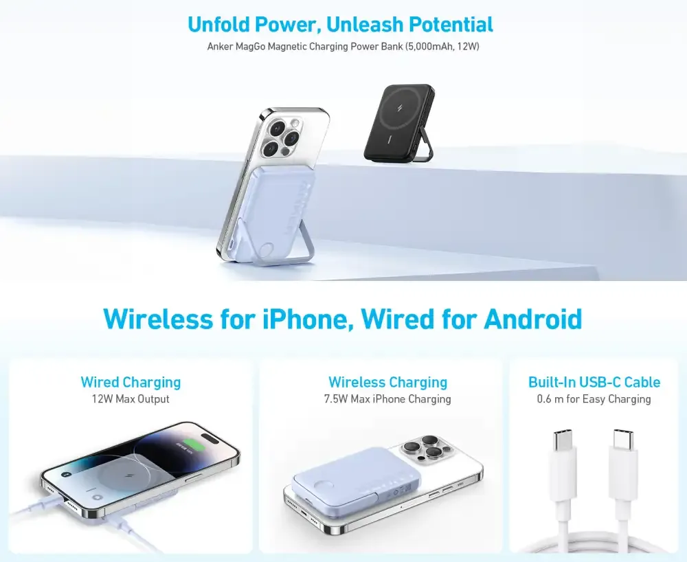 Anker 322 MagGo 5K Wireless Powerbank with Stand
