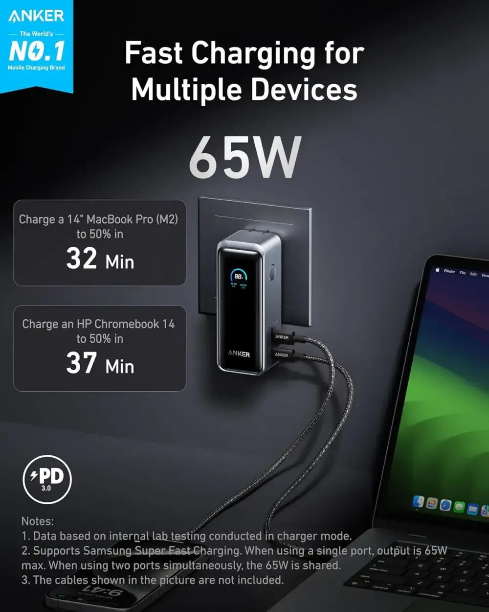 Anker A1339 Prime Power Bank (9.6K, 65W, Fusion) 