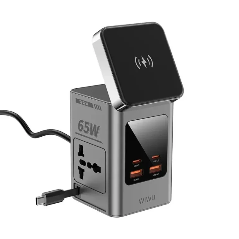 WiWU 65W GaN 8 in 1 Desktop Power Station Wireless Chager