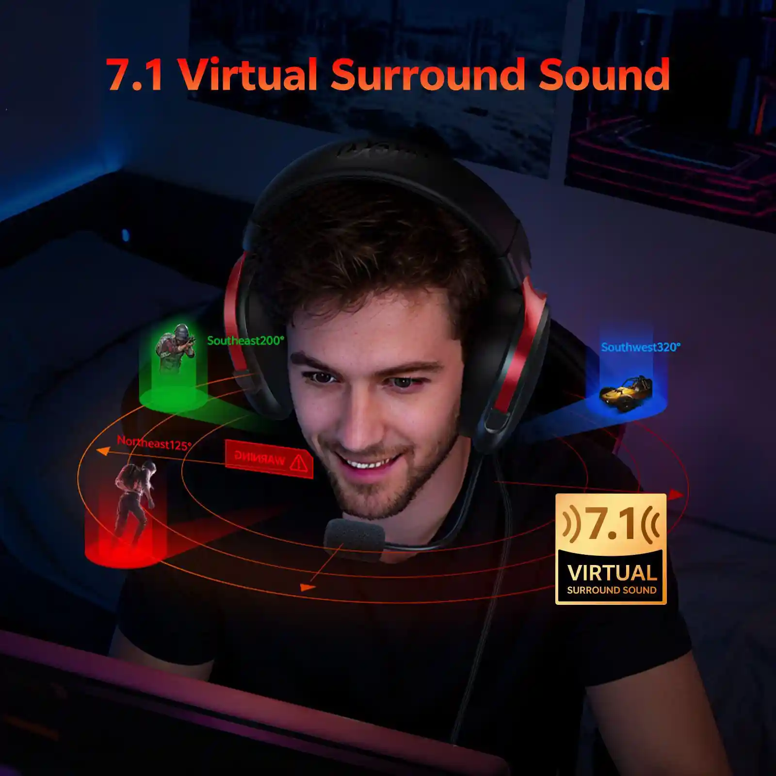 QCY Heroad VN200 Pro 7.1 USB Wired RGB Gaming Headset (QCY-H7GM)