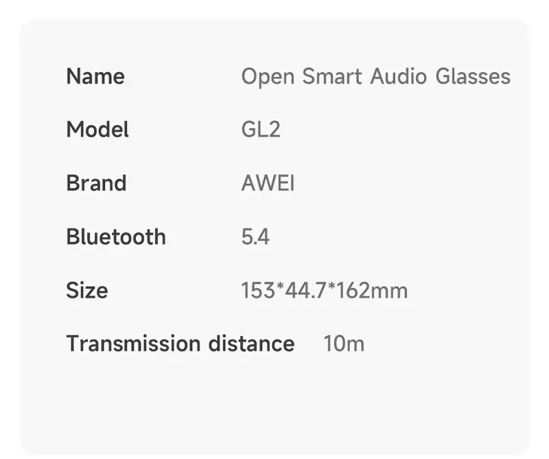 AWEI GL2 Open Smart Audio Glasses

