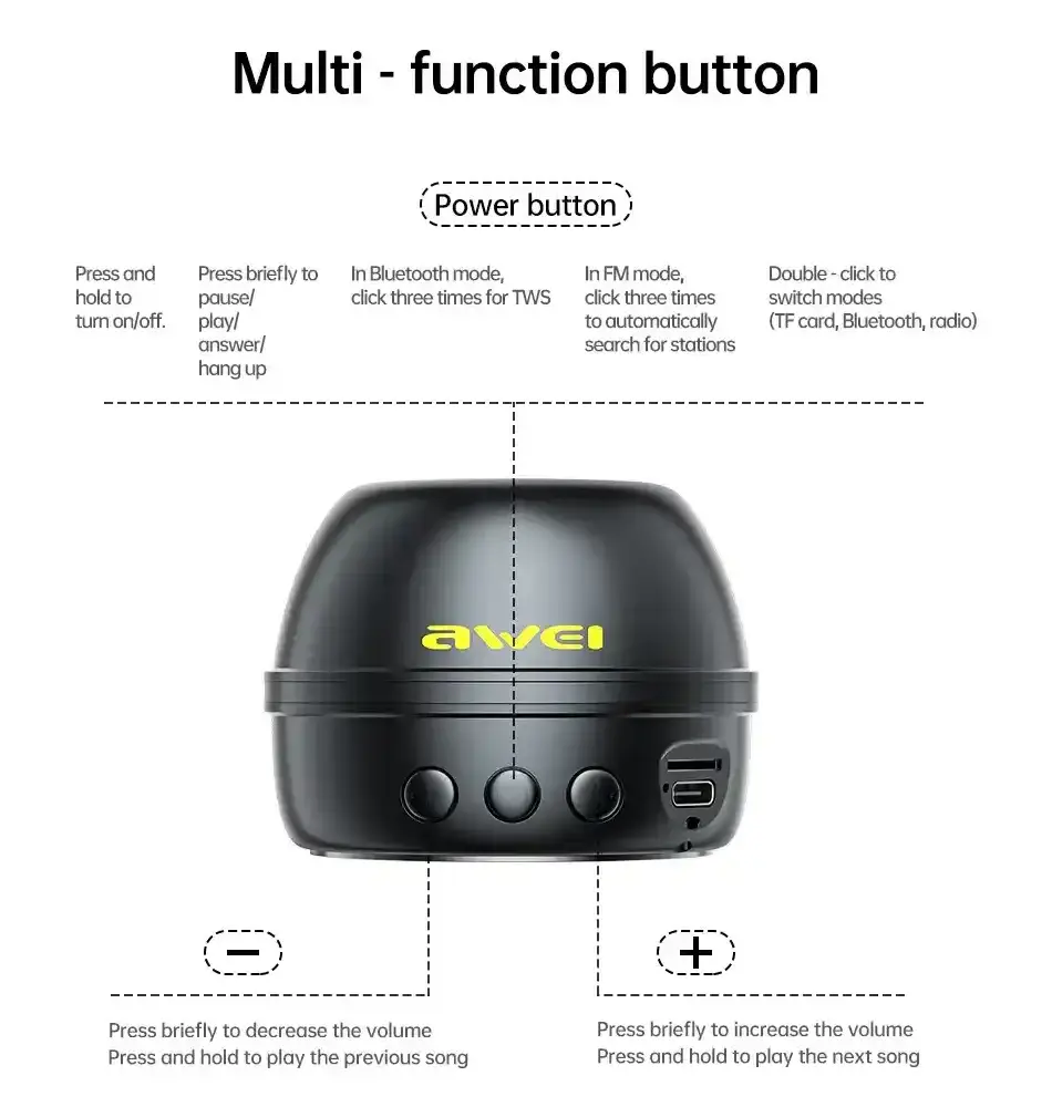 Awei KA53 Mini Magnetic TWS Portable 360° Stereo Surround Speaker