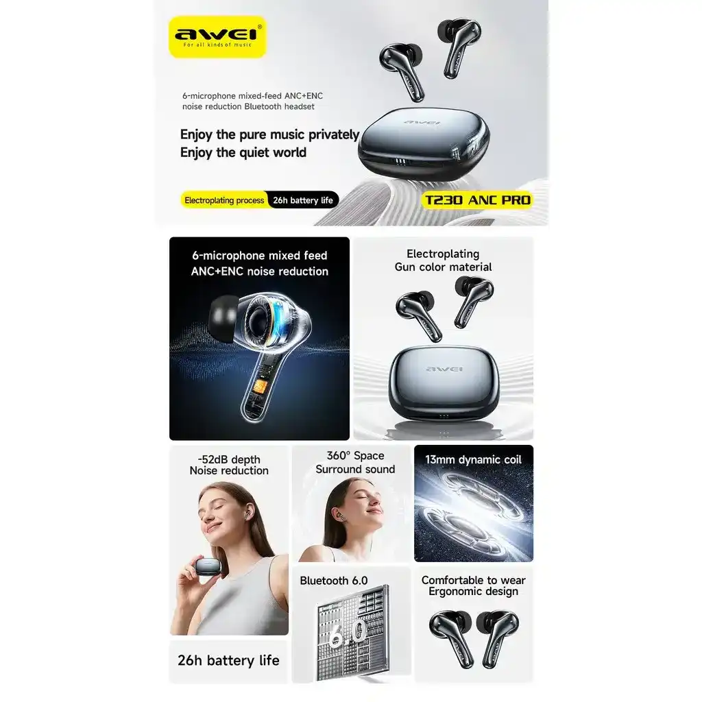 Awei T230 ANC Pro Wireless Earbuds