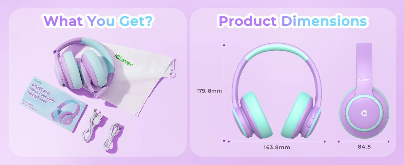 iClever BTH26 Active Noise Cancelling Headphones 