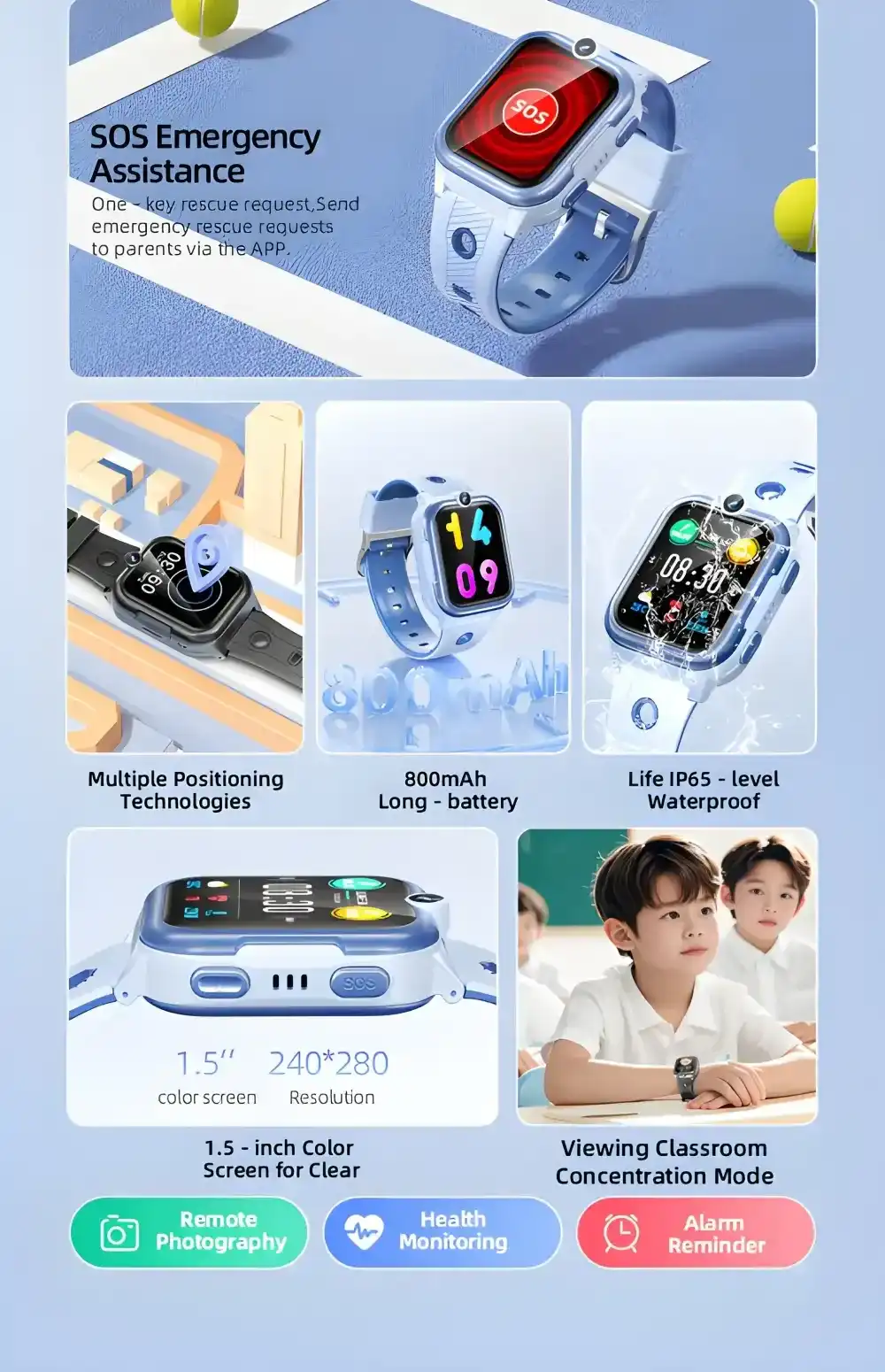 AWEI H30 Kids Watch with Camera & GPS Tracker