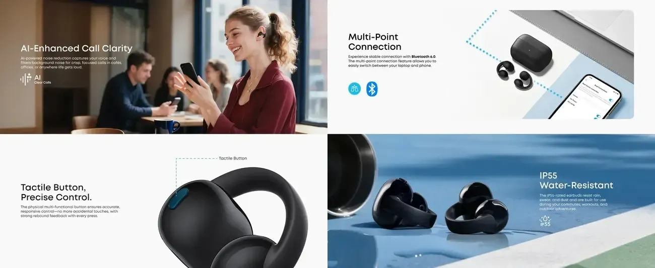 Anker Soundcore C50i Open-Ear Clip-On Earbuds
