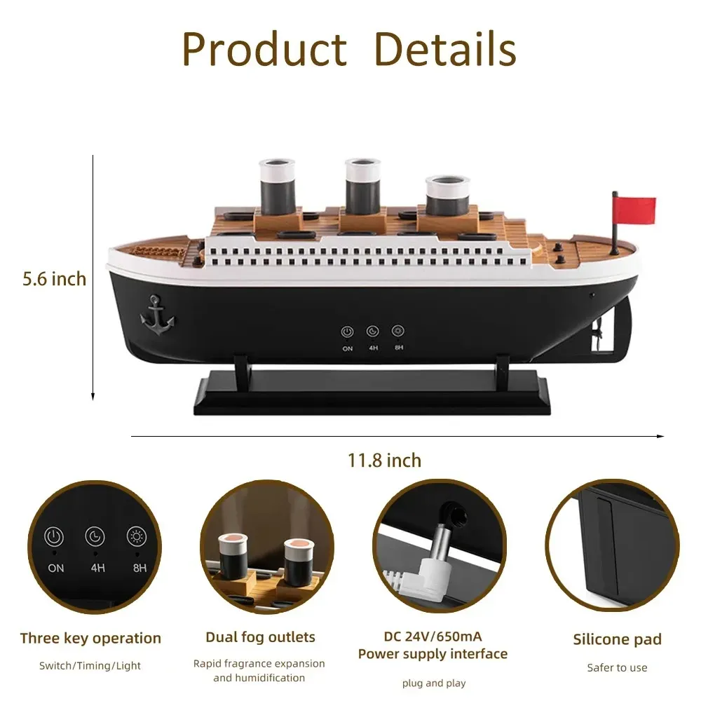Aroma Diffuser Ship Cool Mist Humidifier with Remote Control