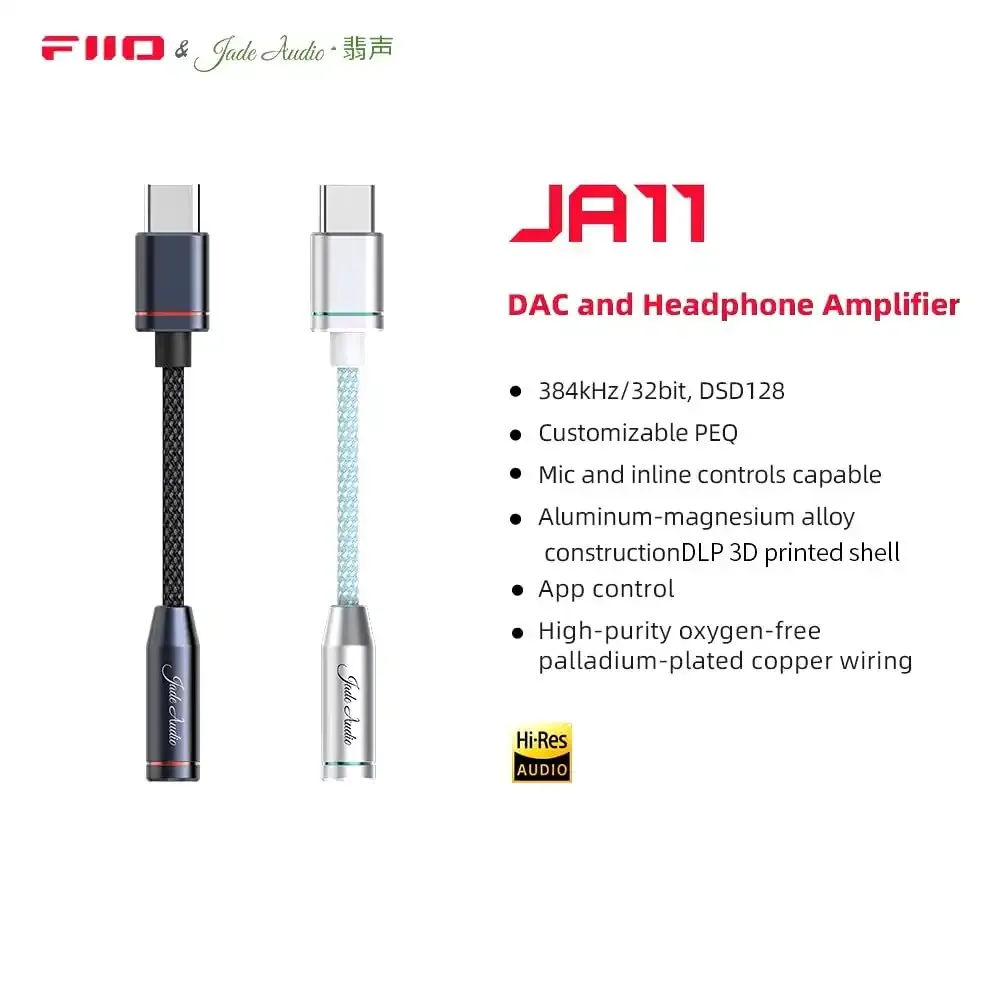 FIIO JadeAudio JA11 USB Type C to 3.5mm DAC and Headphone Amplifier 384kHz/32bit 