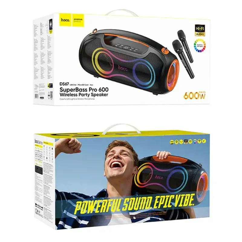 Hoco DS67 Party Speaker with 2 Wireless Microphones
