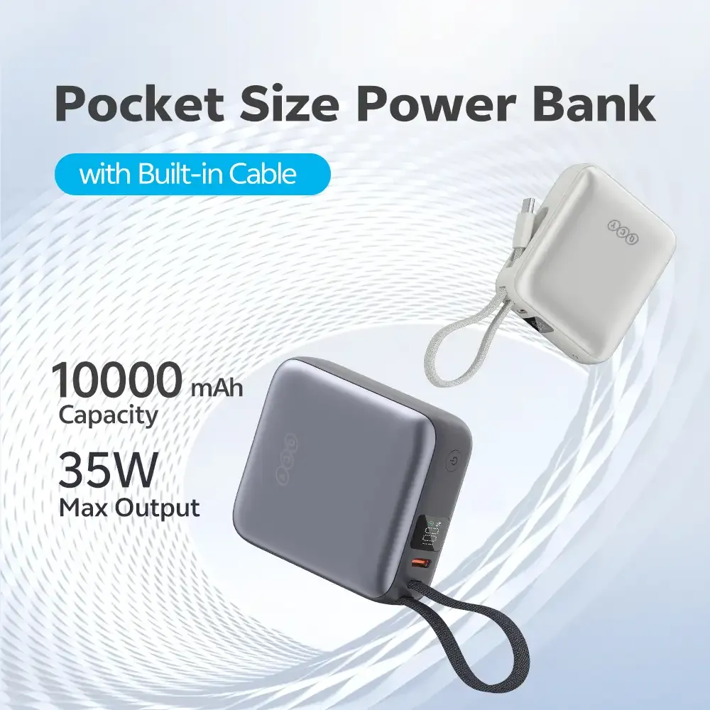 QCY PB10C 10000mAh 35W PD Fast Charging Mini Power bank
