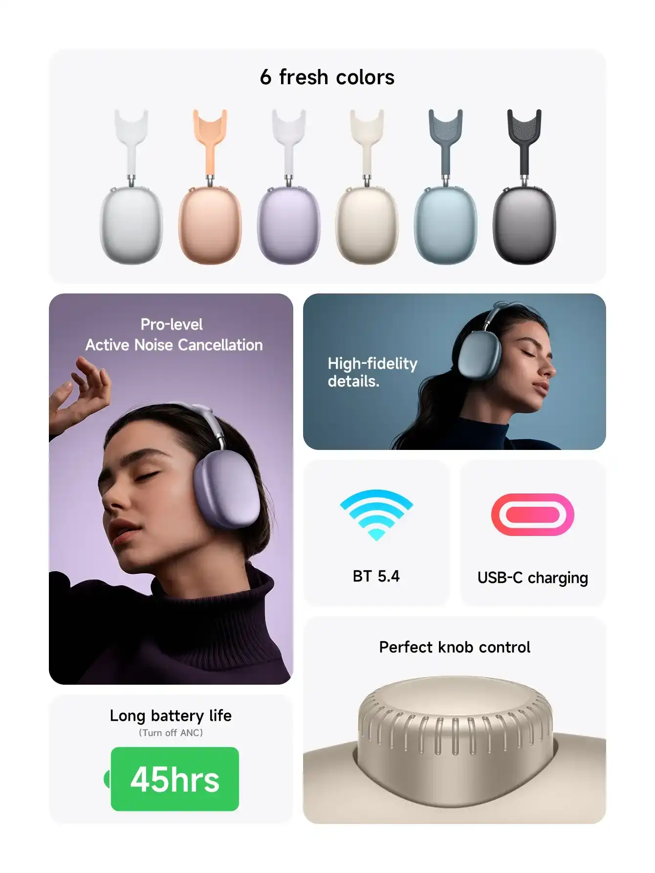 HOCO W65 Plus ANC Bluetooth Headphones