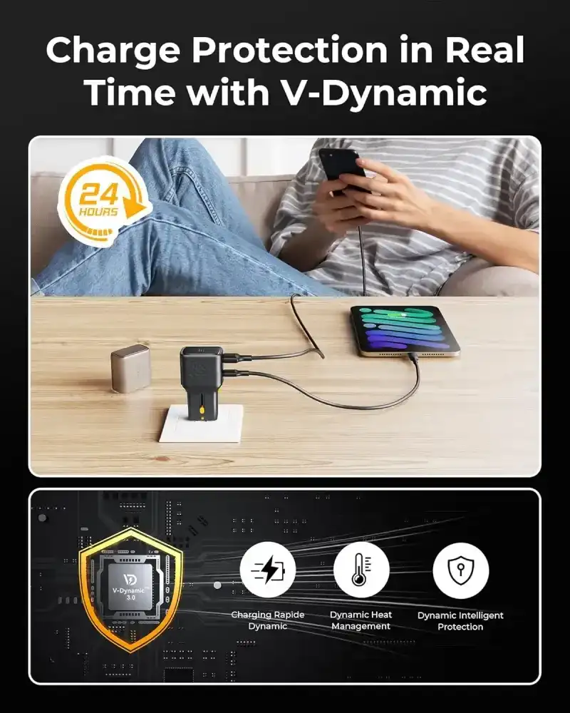 Voltme Vito Go EzTravel 35W Dual Port Fast USB Charger Plug GaN III USB C Charger
