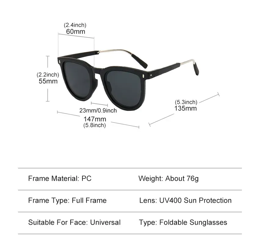 Folding Outdoor Travel Sunglass UV400 Sun Protection