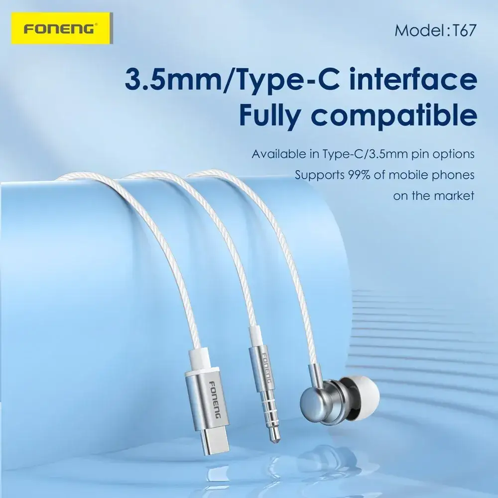 Foneng T67 In Ear Heavy Bass Type-C Earphone
