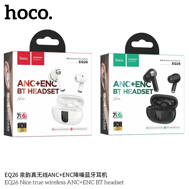 Hoco EQ26 Nice true wireless ANC+ENC BT headset Earbuds in bd