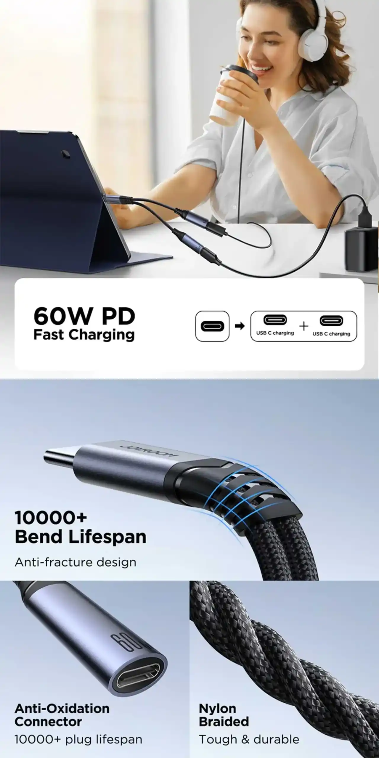 JOYROOM SY C03 2 in 1 Audio Adapter
