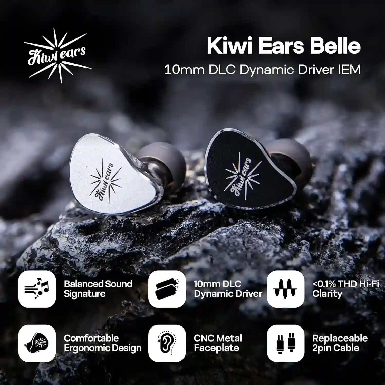 Kiwi Ears Belle 10mm DLC Dynamic Driver