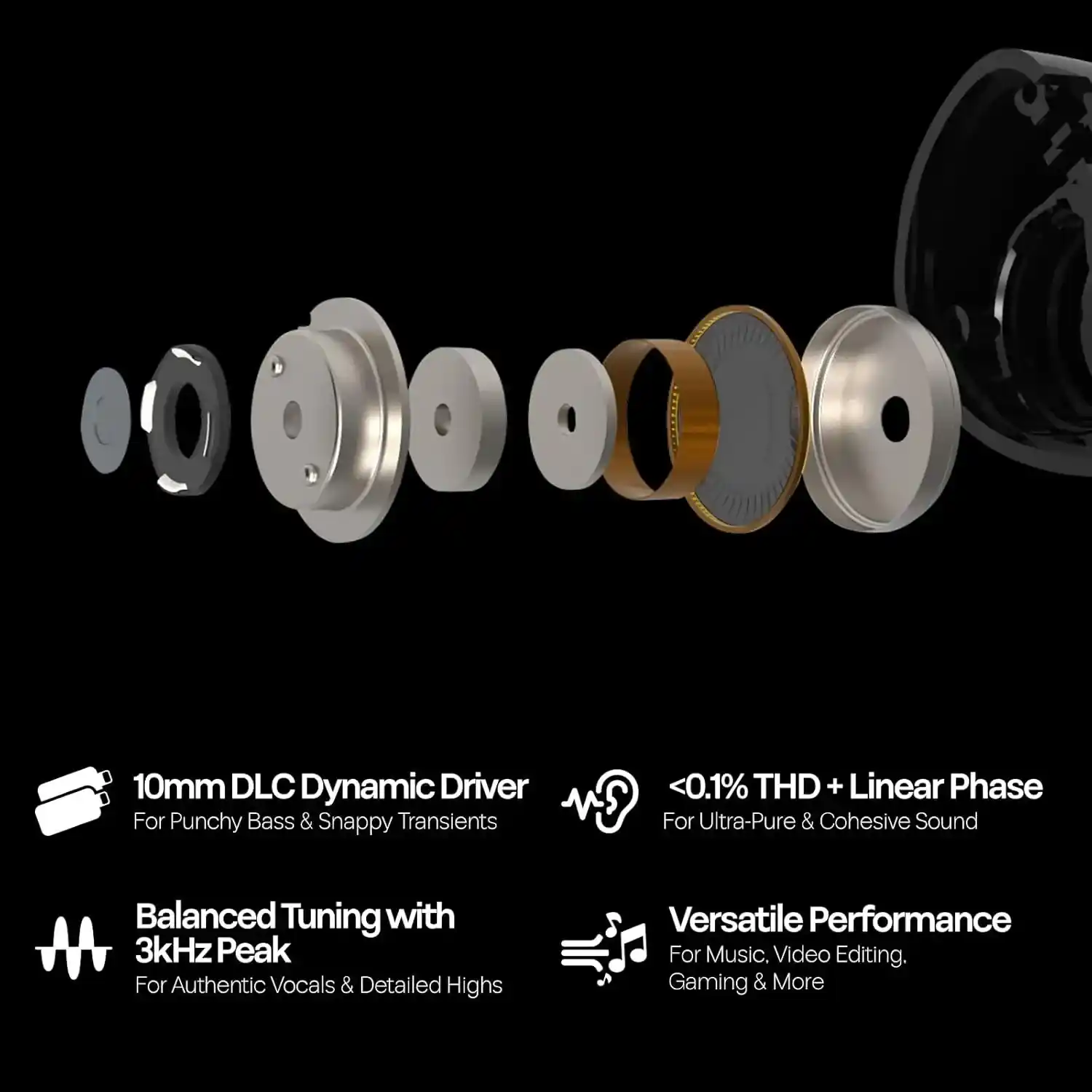 Kiwi Ears Belle 10mm DLC Dynamic Driver In Ear Monitor