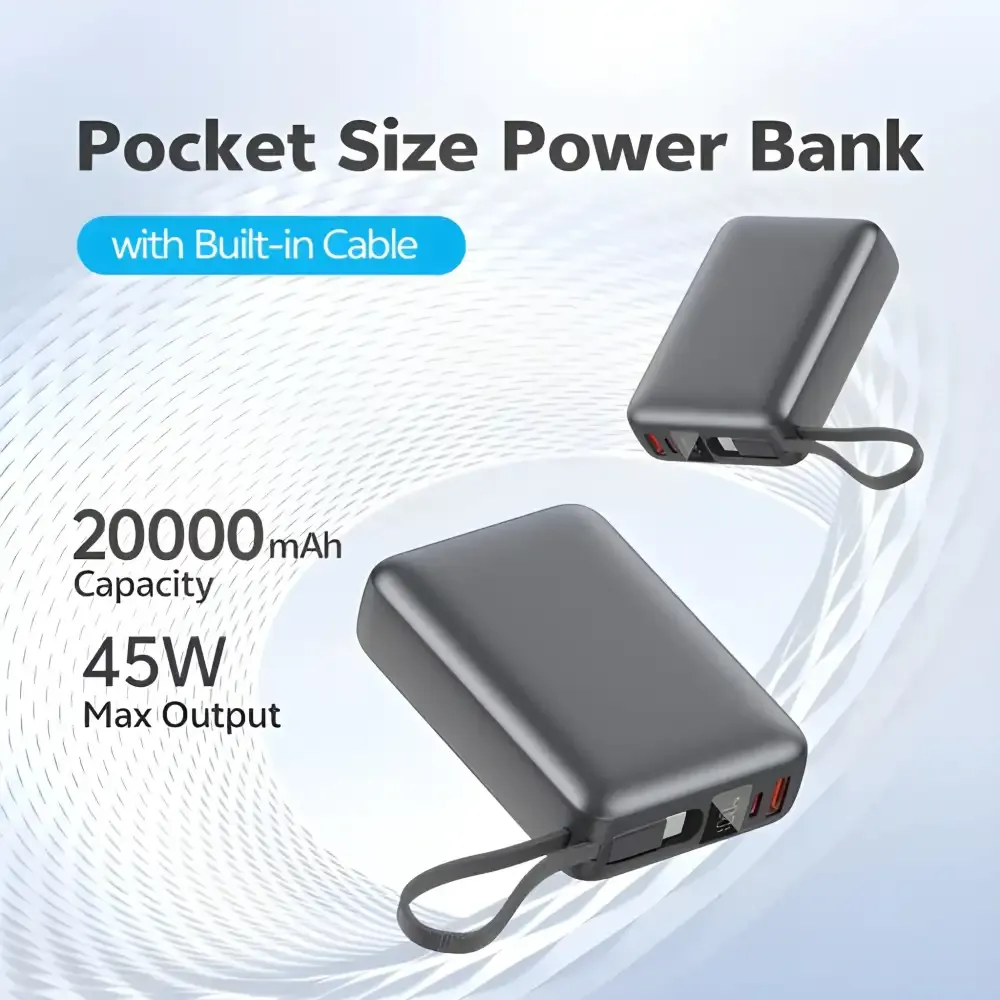QCY PB20A 20000mAh 45W PD Fast Charging Powerbank Best Price