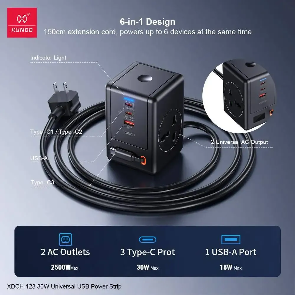 Xundd XDCH 123 30W Universal USB Power Strip In bd